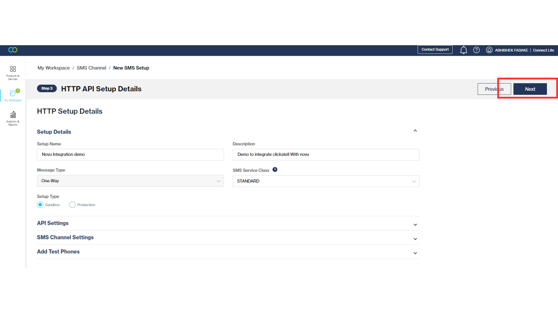 Fill in all details and click Next